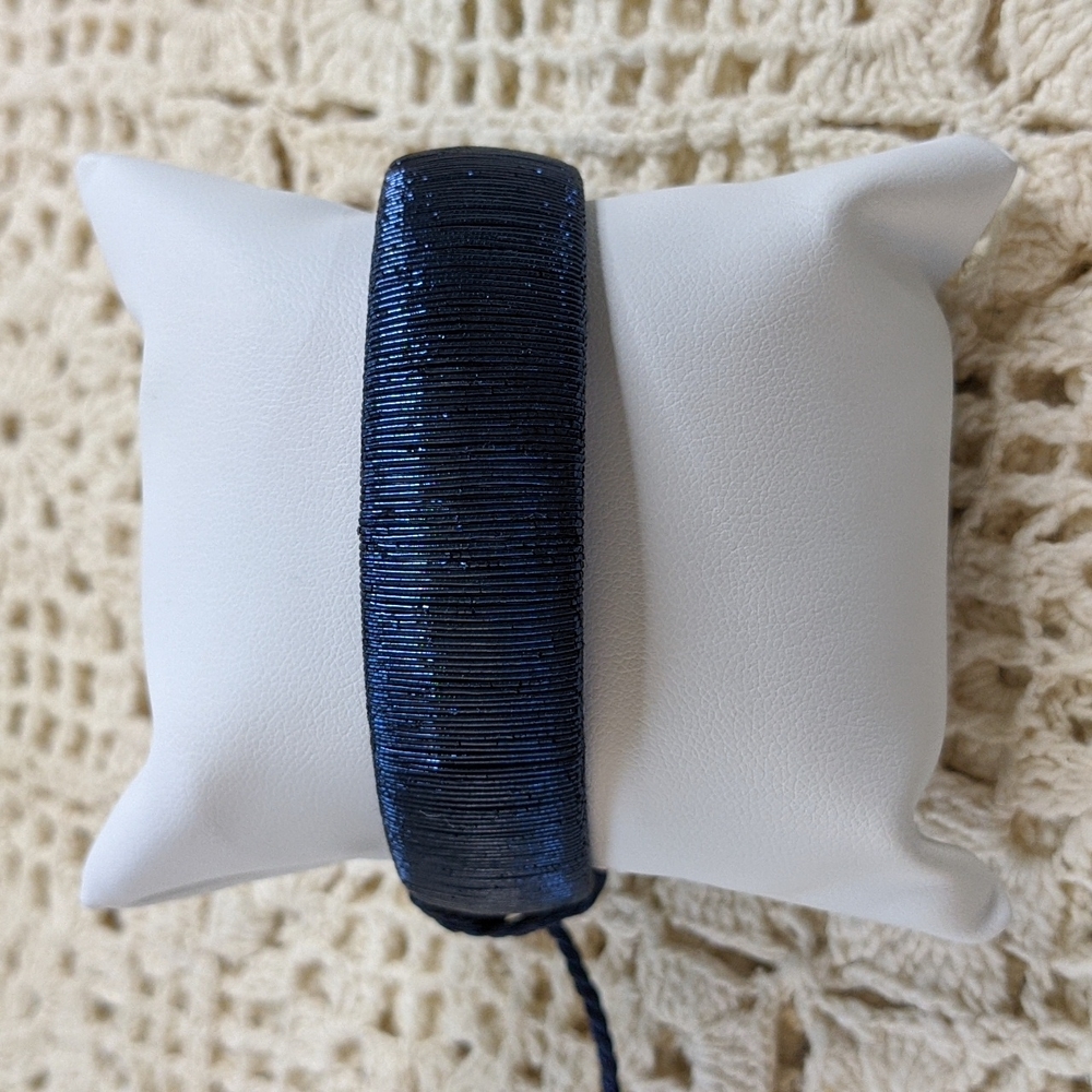Dark Blue Bracelet Thread Wrapped Adjustable Cord